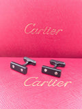 Cartier Cartier Black Bar Screw Motif Cufflinks – Matte Stainless Steel Luxury Cufflinks for Men