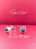 Cartier Cartier Black Stone Round Cufflinks – Silver-Tone Luxury Designer Cufflinks for Men