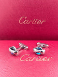 Cartier Cartier Blue Crystal Bar Cufflinks – Silver Designer Cufflinks for Men