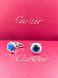 Cartier Cartier Blue Stone Hexagonal Cufflinks – Silver-Tone Luxury Designer Cufflinks for Men