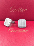 Cartier Cartier Brushed Silver Square Cufflinks – Minimalist Designer Luxury Cufflinks for Men