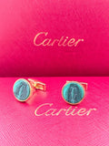 Cartier Cartier Green Stone Logo Cufflinks – Gold-Tone Luxury Designer Cufflinks for Men
