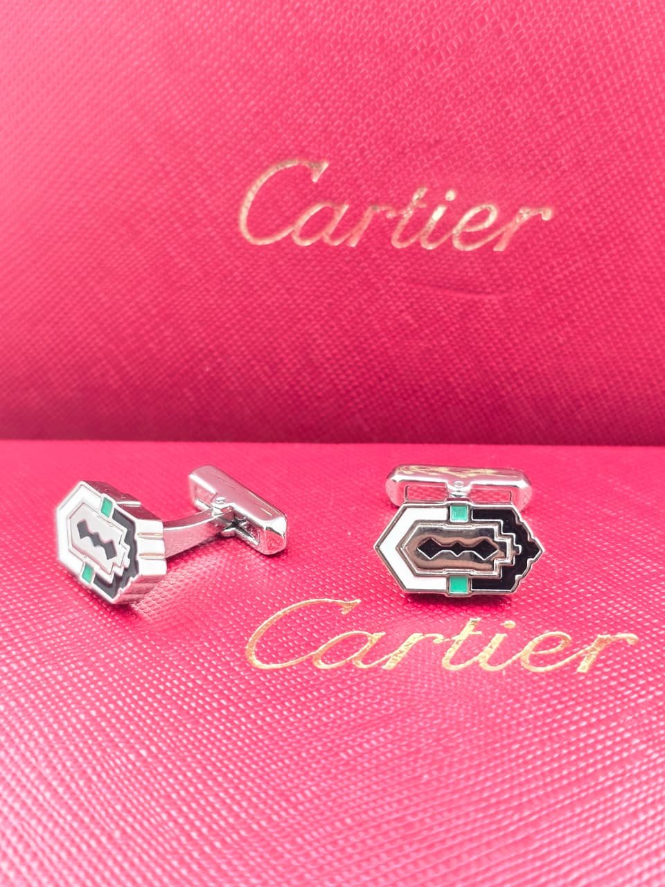Cartier Cartier Multi-Tone Geometric Enamel Cufflinks – Designer Statement Luxury Cufflinks for Men