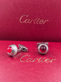 Cartier Cartier Red Cabochon Stone Cufflinks – Silver Designer Luxury Cufflinks for Men