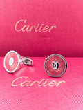 Cartier Cartier Red Guilloche Round Cufflinks – Silver-Tone Luxury Designer Cufflinks for Men