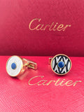 Cartier Cartier Round Blue Stone Pattern Cufflinks – Gold & Enamel Designer Cufflinks for Men