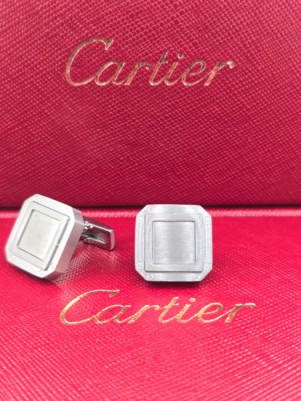 Cartier Cartier Square Minimalist Stainless Steel Cufflinks – Luxury Designer Cufflinks for Men