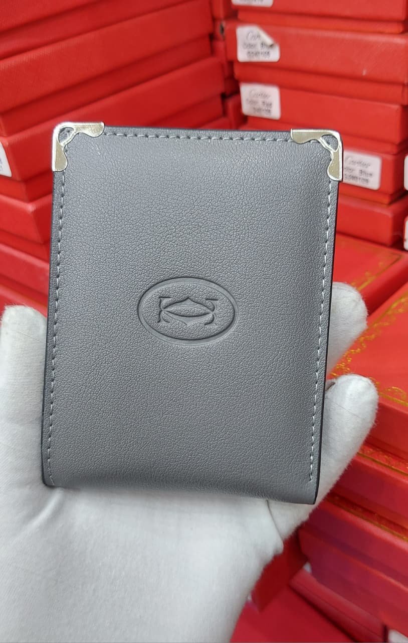 Cartier Grey Card Holder – Slim Metal Corner Wallet