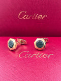 Cartier Hexagon Green Stone Cufflinks – Gold Tone Designer Cufflinks for Men