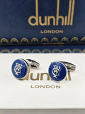 Dunhill Blue Enamel Logo Cufflinks – Silver Designer Cufflinks for Men
