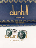 Dunhill Green Enamel Logo Cufflinks – Silver Designer Cufflinks for Men