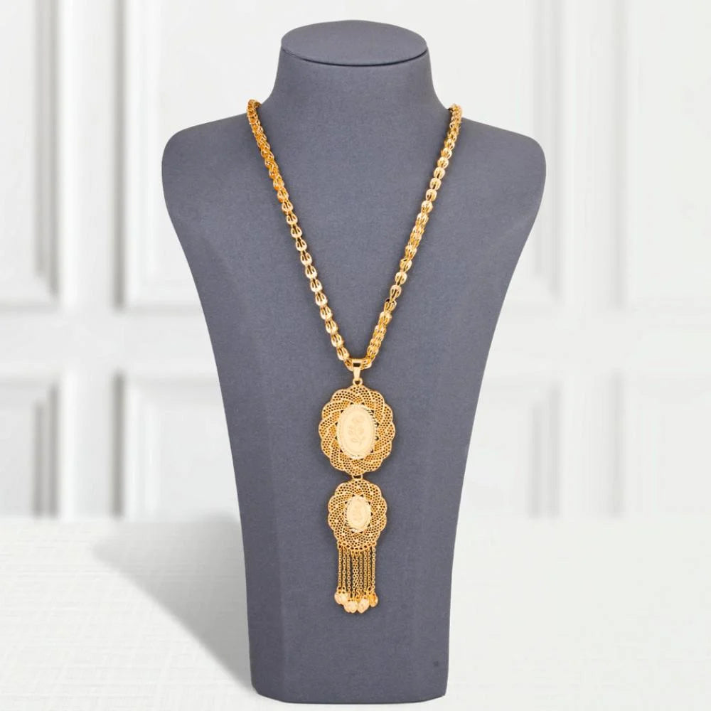 Gold Alternative Necklace With Hanging Flowers