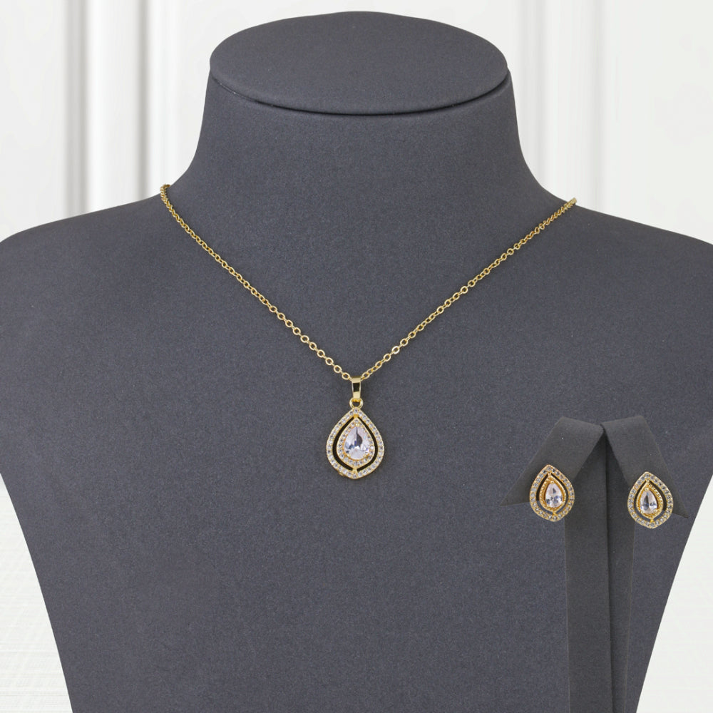 Gold Alternative Set Teardrop Zircon