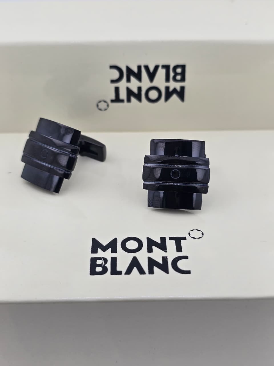 Montblanc Black Barrel Cufflinks – Stainless Steel Designer Cufflinks for Men