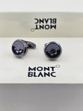 Montblanc Half-Moon Pattern Cufflinks – Black & Silver Designer Cufflinks