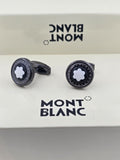 Montblanc Star Emblem Gear Edge Cufflinks – Black & Silver Designer Cufflinks for Men
