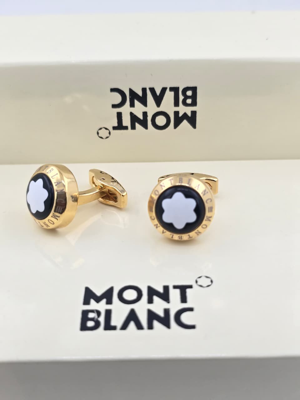 Montblanc Star Emblem Gold Cufflinks – Black & Gold Designer Cufflinks for Men