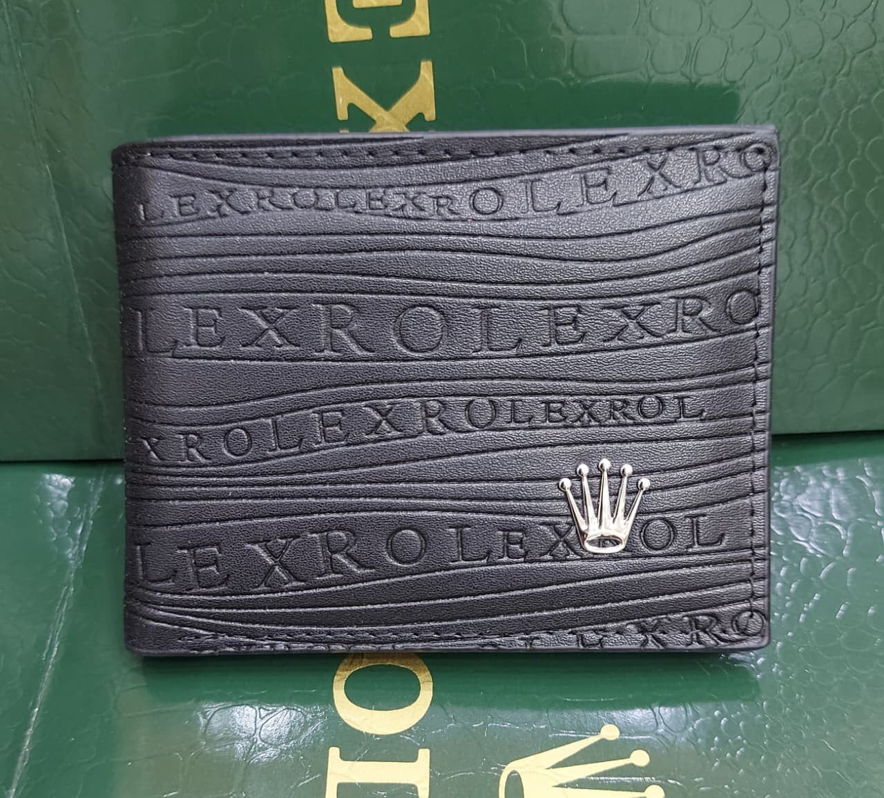 Rolex Style Brown Wallet – Embossed Crown Edition