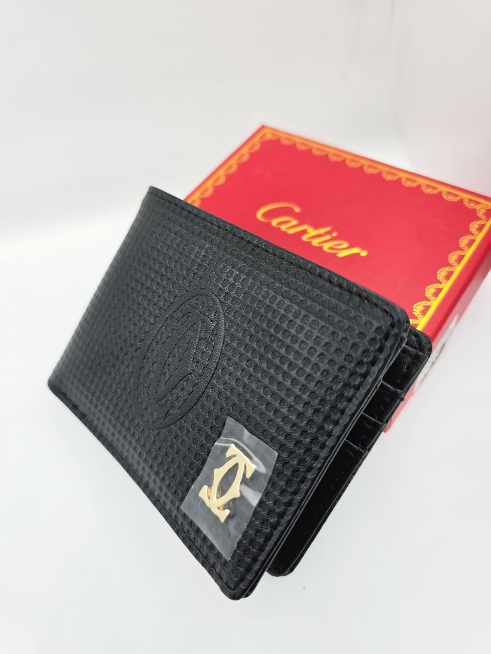 Cartier Black Textured Leather Wallet For Men