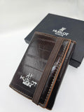 Hublot Geneve Slim Cardholder Croc Embossed Brown Leather
