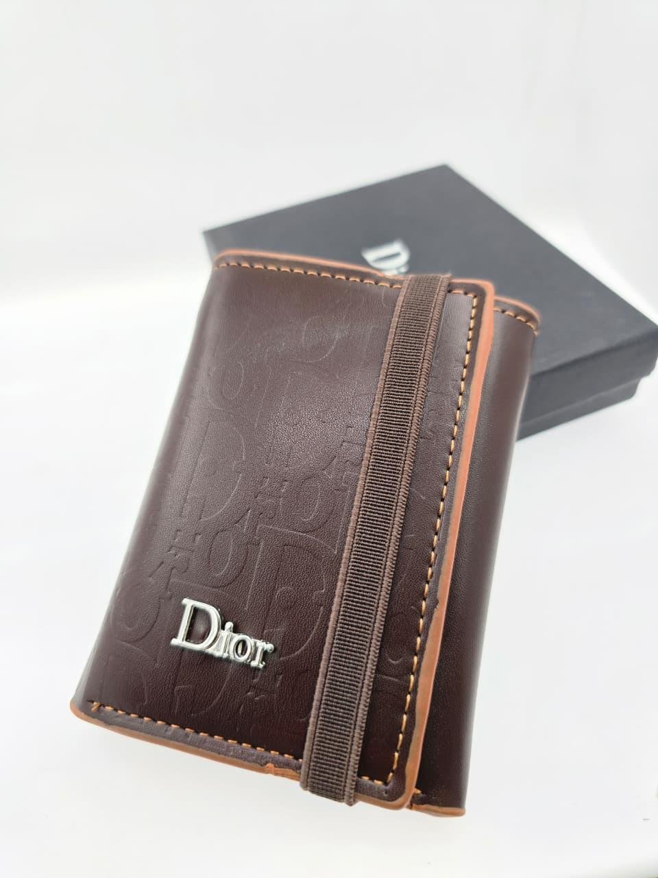 Dark Brown Embossed Elastic Wallet