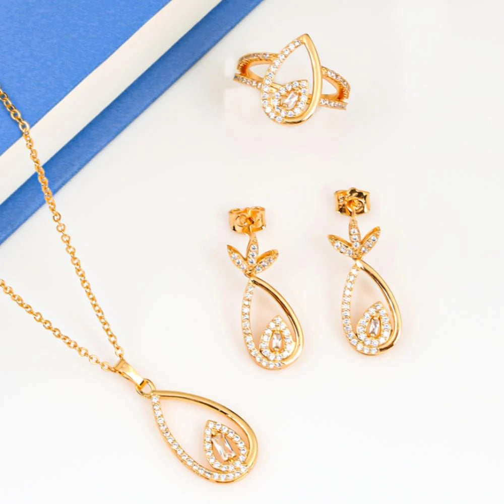 Zircon Tears Set Gold Alternative