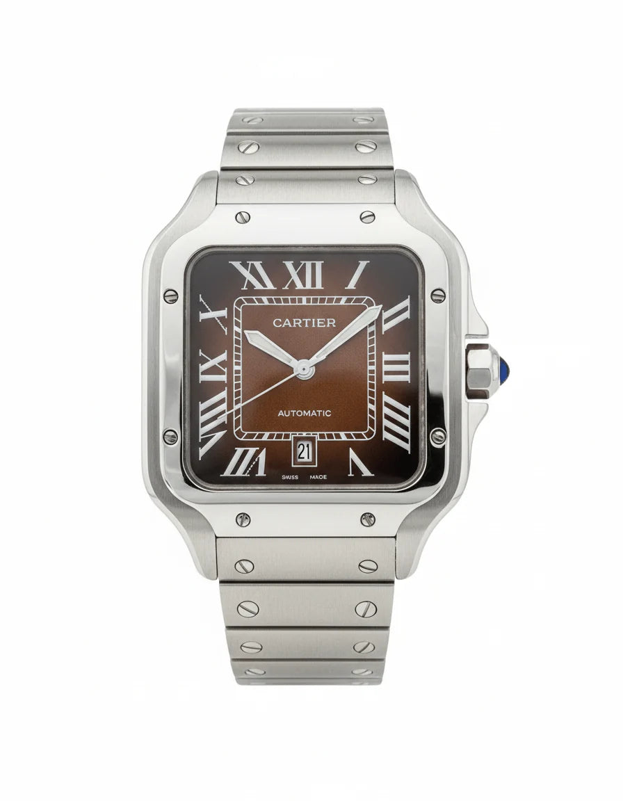 Cartier Santos – Classic Roman Dial Steel Watch