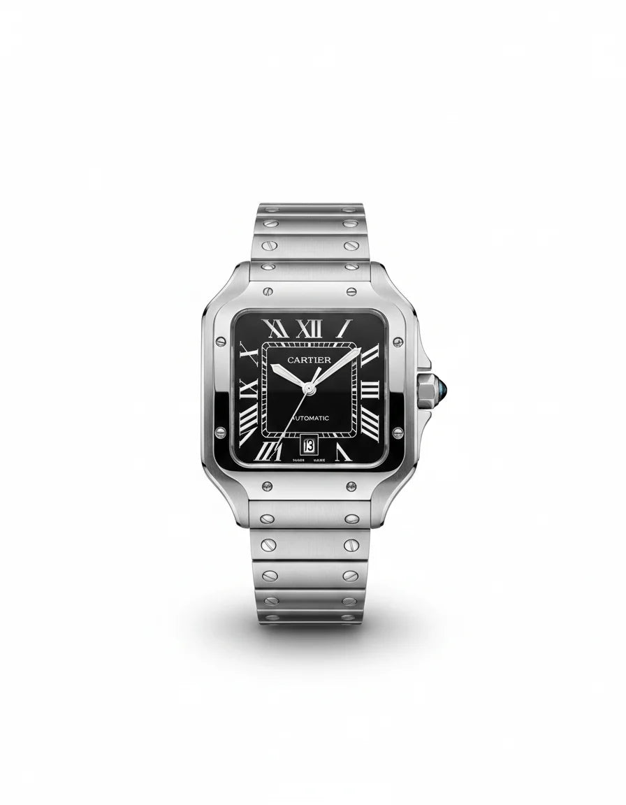 Cartier Santos – Classic Roman Dial Steel Watch