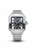 Cartier Santos Skeleton – Transparent Mechanical Dial with Brushed Steel Bracelet