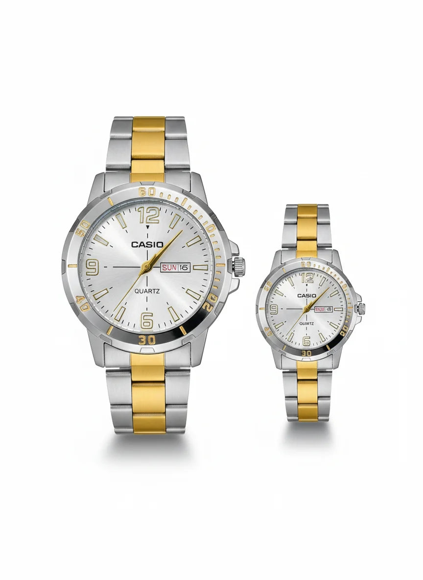 Casio Couple Watch Set – Premium Stainless Steel Design