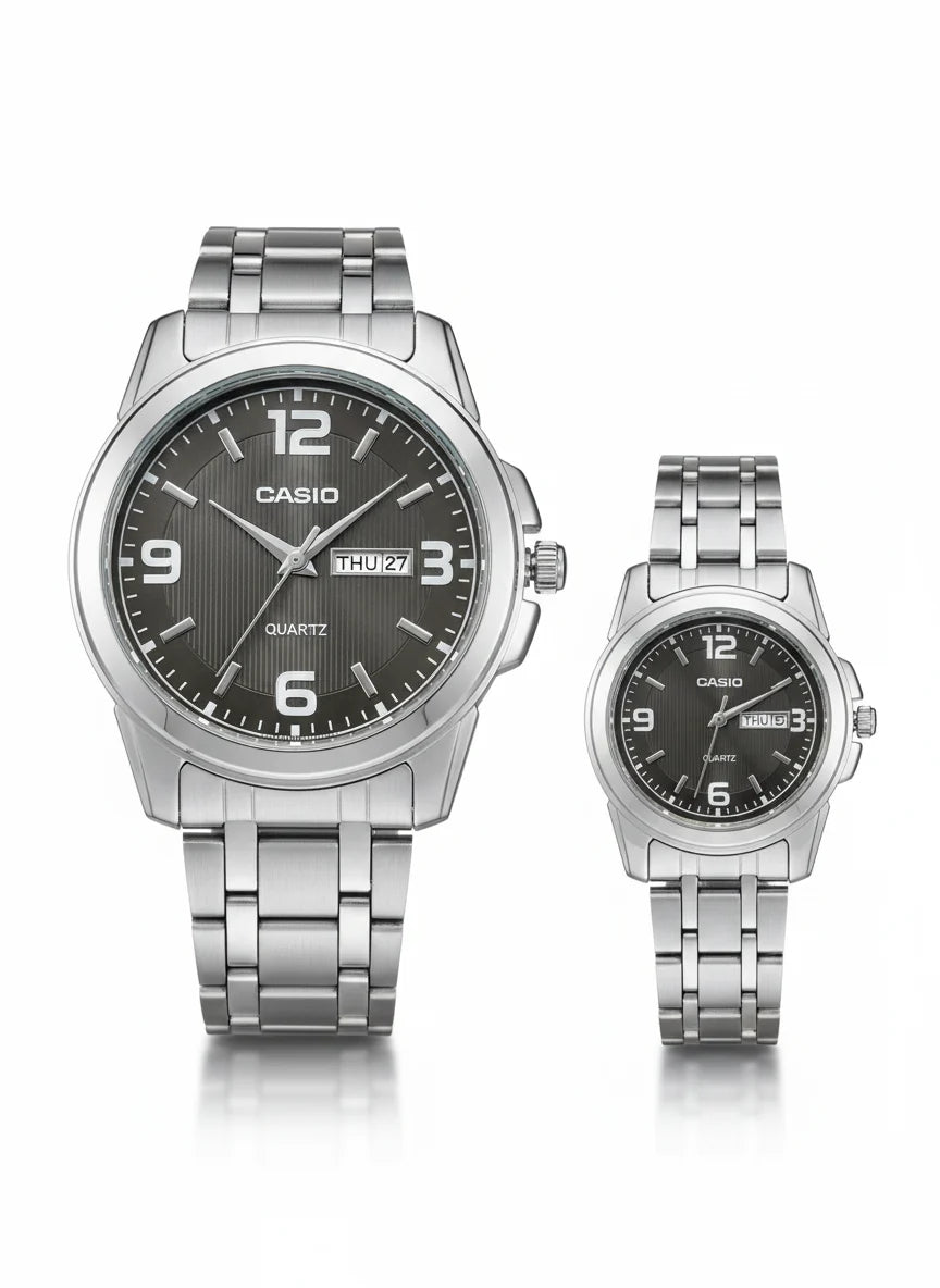Casio Couple Watch Set – Premium Stainless Steel Design