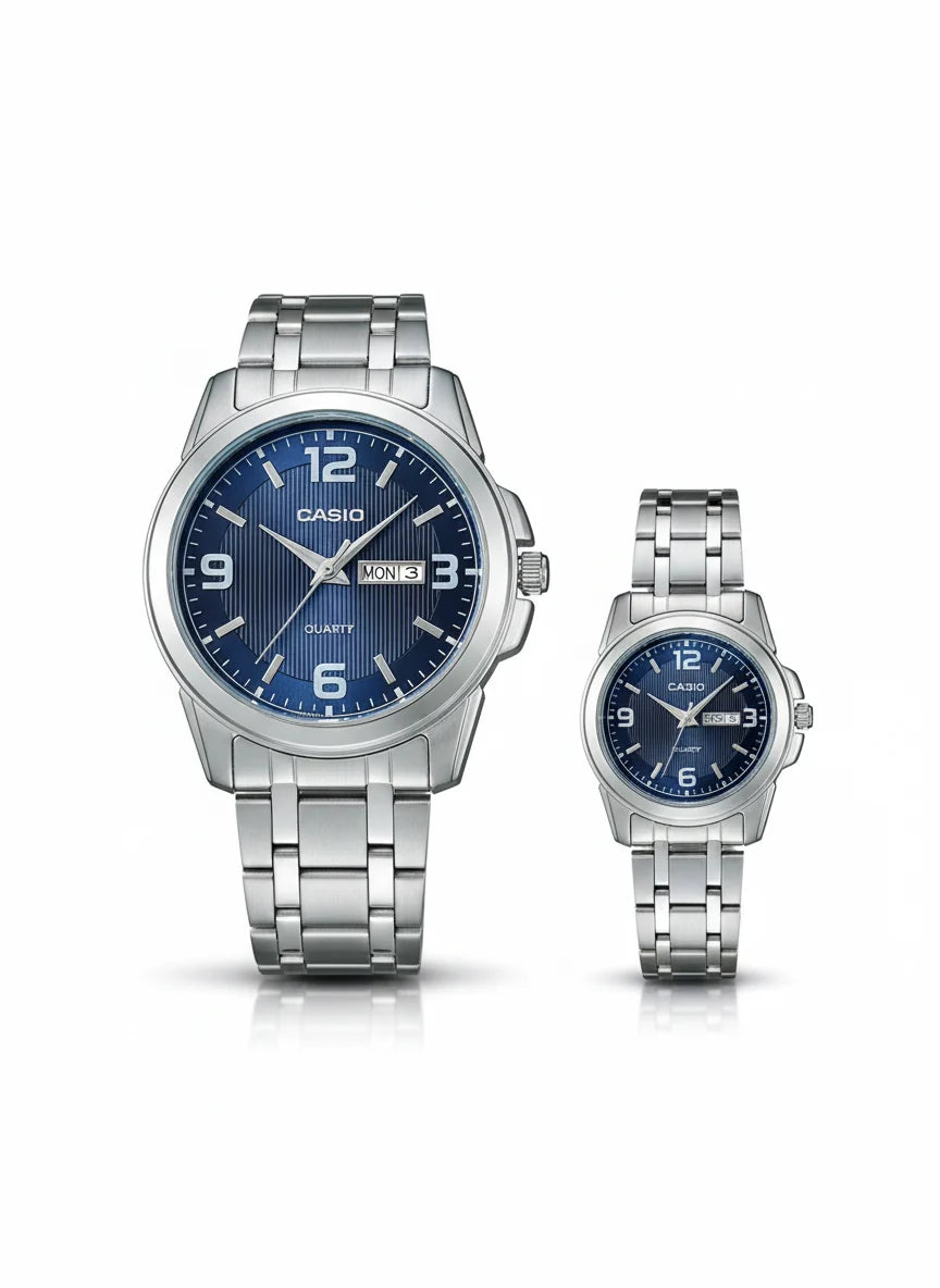 Casio Couple Watch Set – Premium Stainless Steel Design