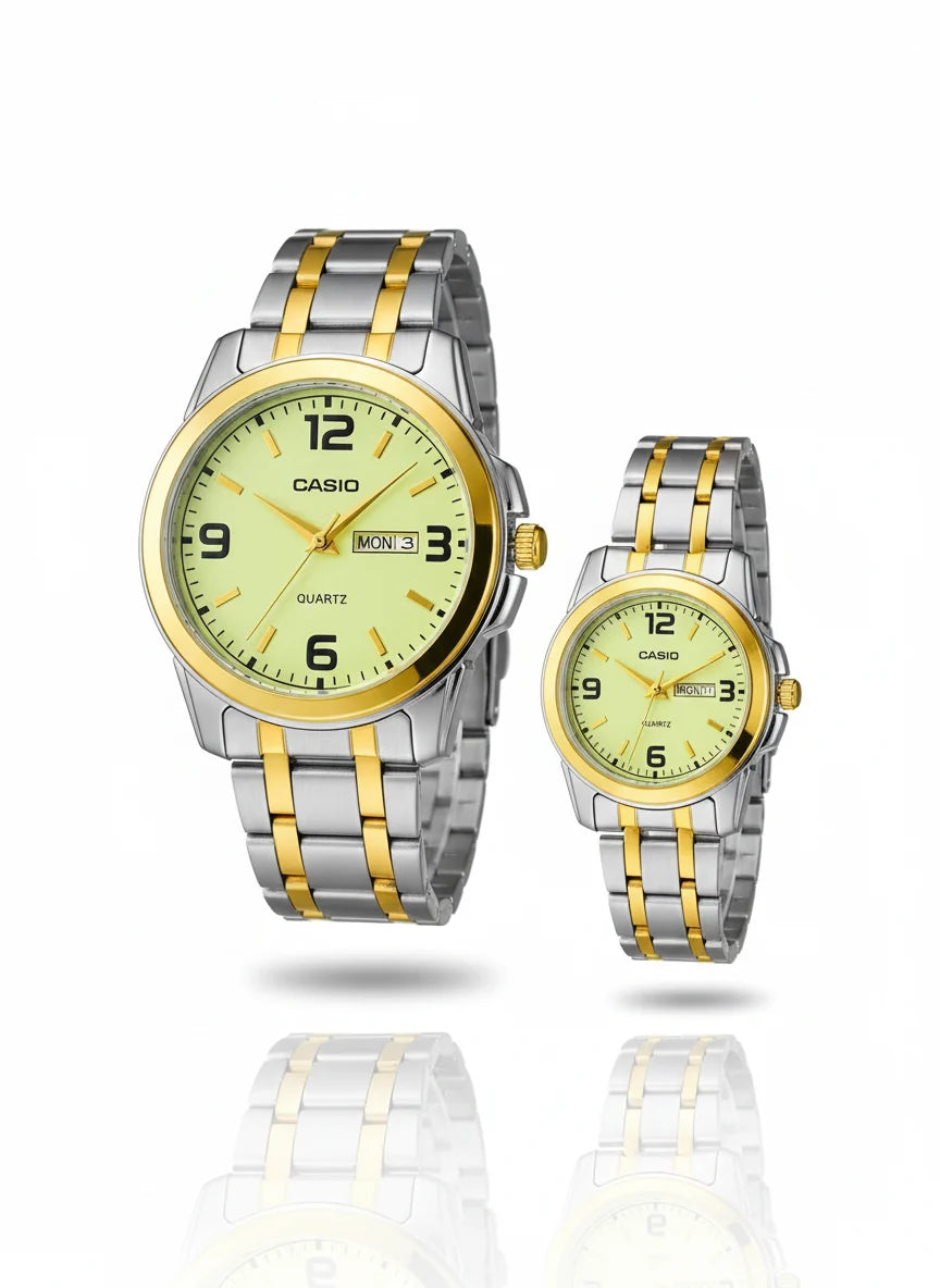 Casio Couple Watch Set – Premium Stainless Steel Design