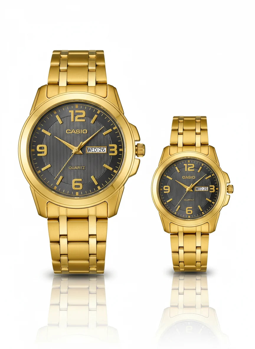 Casio Couple Watch Set – Premium Stainless Steel Design