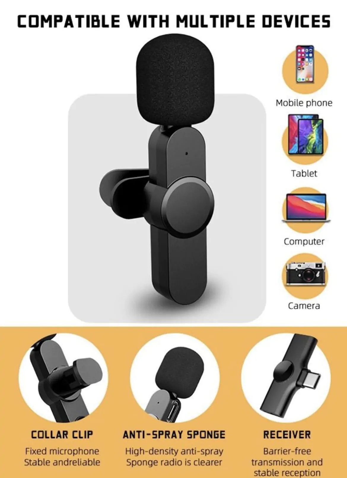 Wireless Collar Clip Noise Cancelling