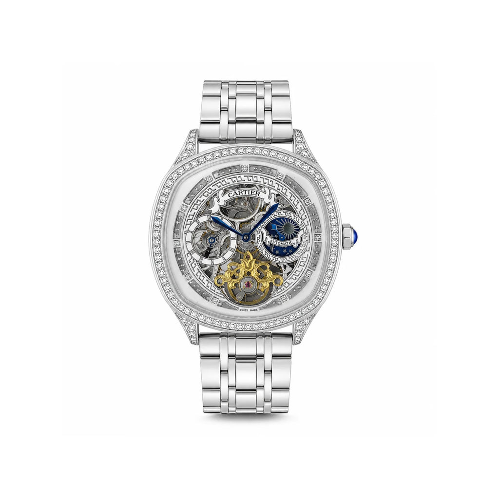 Cartier Skeleton Mechanical Watch with Crystal Bezel Automatic