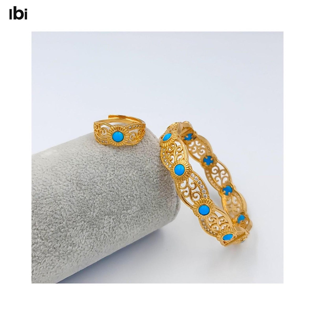 Blue Stone Bracelet with Ring