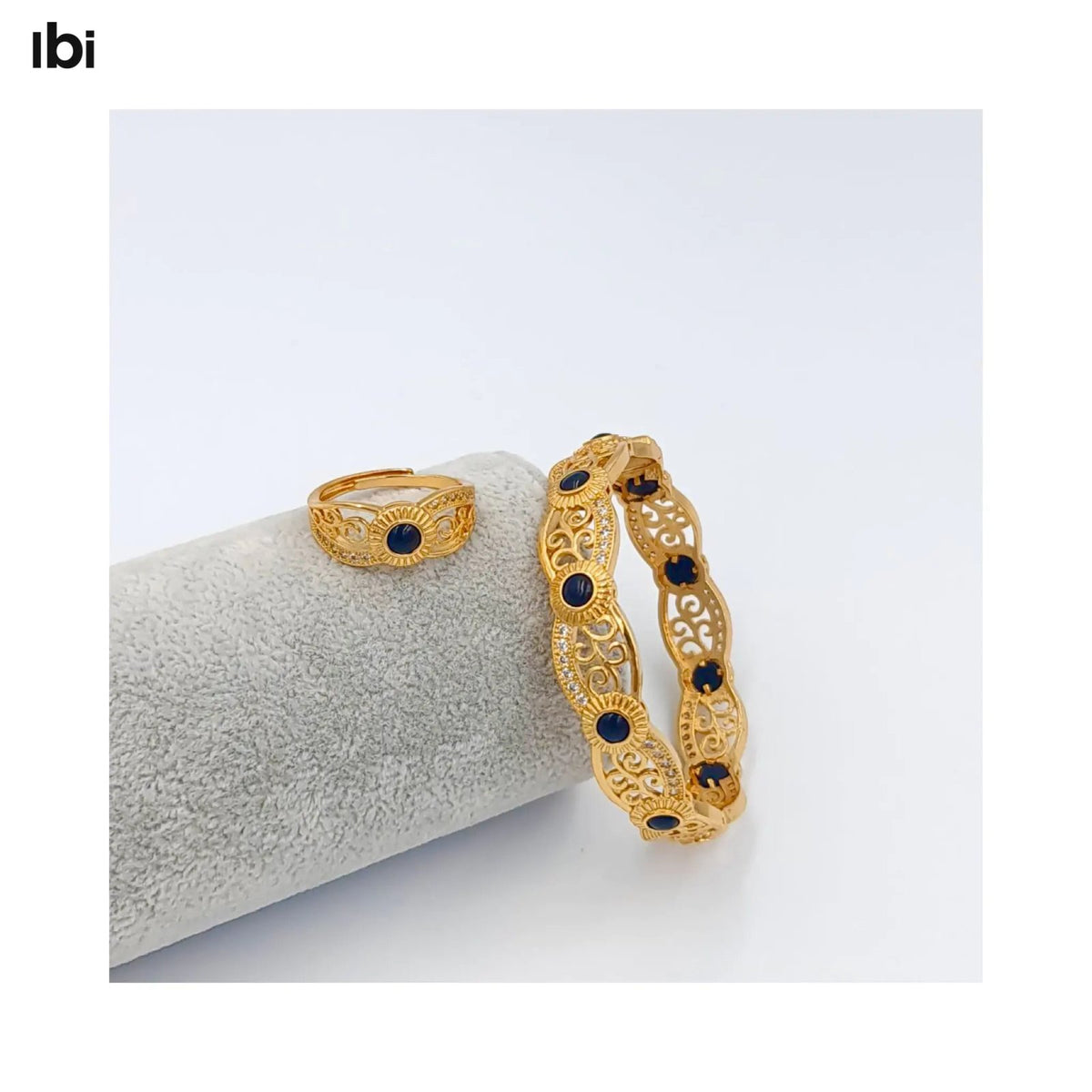 Black Stone Bracelet with Ring