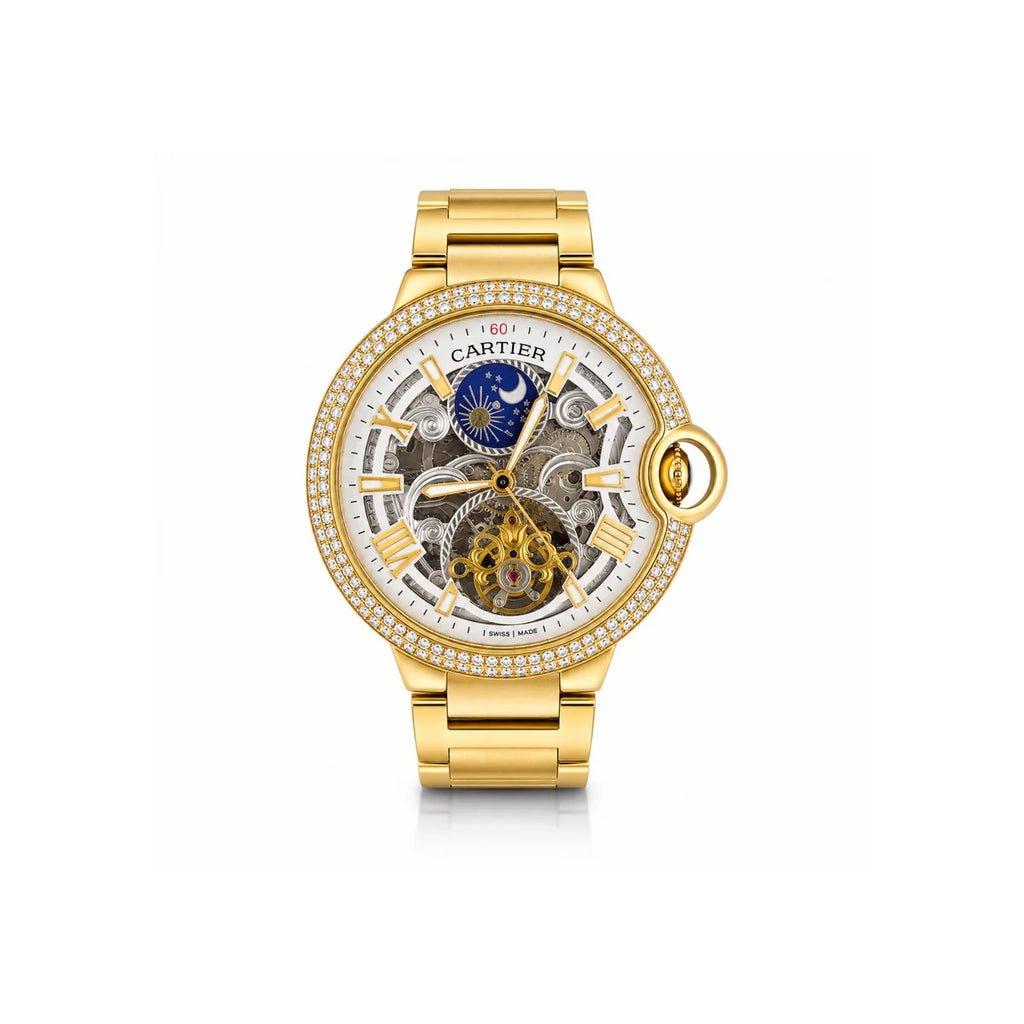Cartier Skeleton Mechanical Watch with Crystal Bezel Automatic