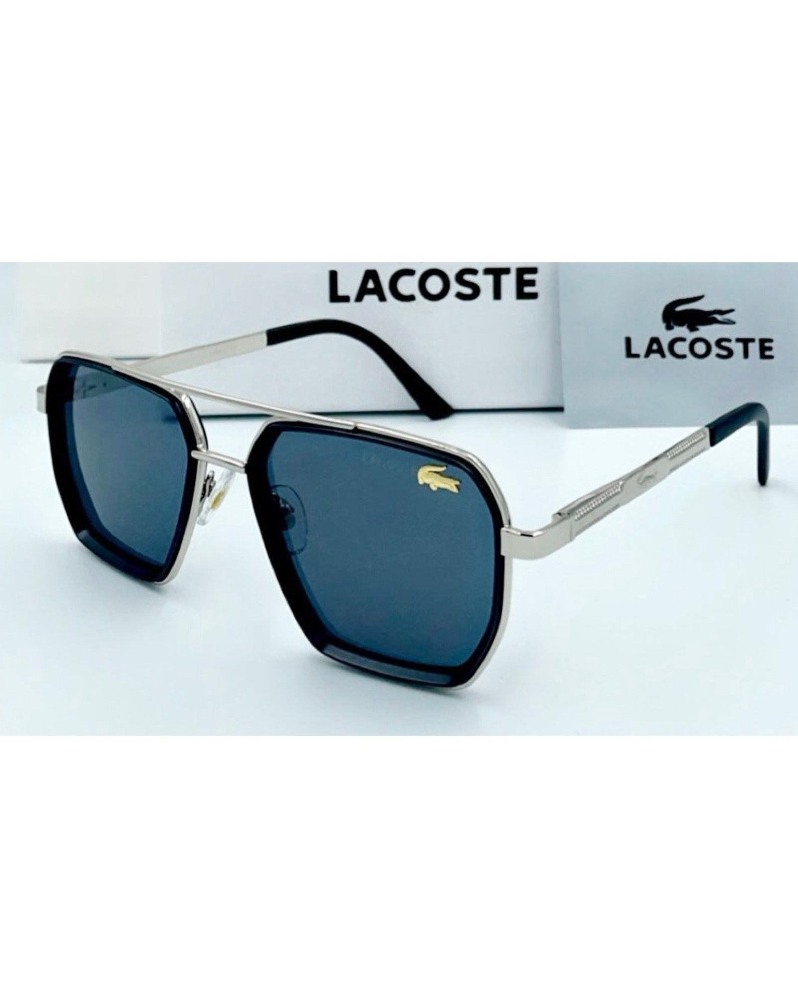 Lacoste Silver Black Sunglasses